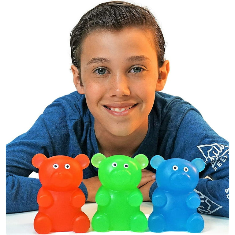 JA-RU Jumbo Squishy Gummy Bear Toy (6 Packs Assorted) Squeeze Stretchy Bear  Stress Relief & Sensory Toy. Squishy Toys, Fidget Toys for Boys and Girls