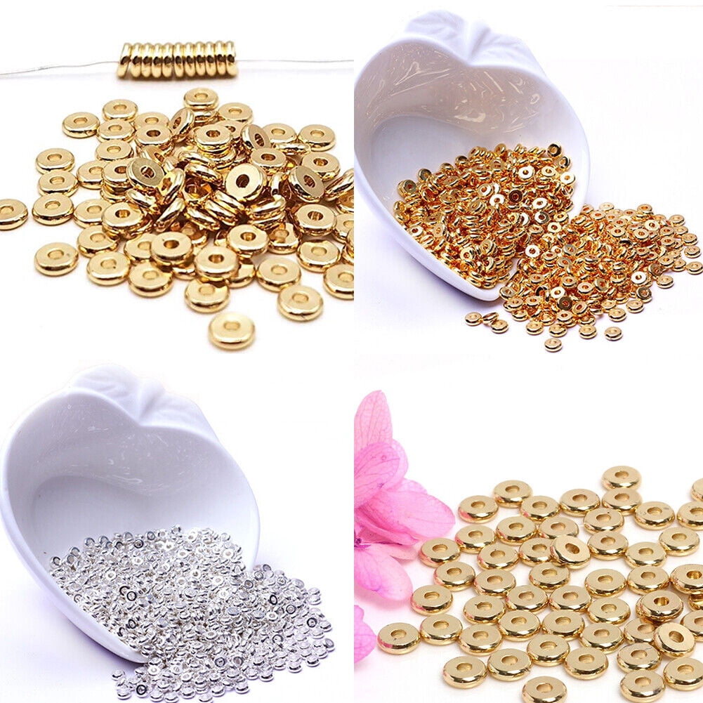US 100-200Pc Heishi Beads 6mm Long-Lasting Disc Brass Rondelle Spacer Beads Pale