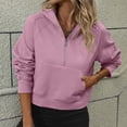 thumbnail image 5 of VISALY Half Zip Pullover Tunic Sweatshirt Half Zip Sweatshirts Cropped Hoodies Quarter Zip Up Pullover Sweaters Fall Outfits Winter Clothes Casual Sweaters Tunic Sweater Fall Sweatshirts Purple Xxl, 5 of 7