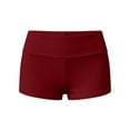 thumbnail image 4 of Qgtaibl Womens Mini Shorts Trendy Fold Over Tummy Control Stretchy Shorts Casual Tight Workout Shorts for Bike Yoga Running Wine XXL, 4 of 5