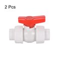 thumbnail image 3 of Uxcell 25mm ID Double Union Ball Valve, 2 Pack Socket Type Shut-off Valve Switch for Water Flow Control, White, 3 of 5