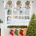 thumbnail image 3 of Christmas Ice Shoes Tie Up Valances Curtain, Berry Pine Needles Red Ribbon Wood Striped Adjustable Rod Pocket Short Window Treatment Tie Up Curtains Valances for Kitchen Living Room Bathroom 54x18 In, 3 of 9
