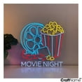 thumbnail image 3 of Craftnamesign Movie Night Neon Sign Wall Art, Popcorn Cinema Led Light Signage Wall Decor, 3 of 5