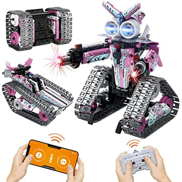 Remote Control Building Toys, 3-in-1 STEM Robot Building Kit for Kids,408 PCS Remote & APP Controlled Stunt Robot