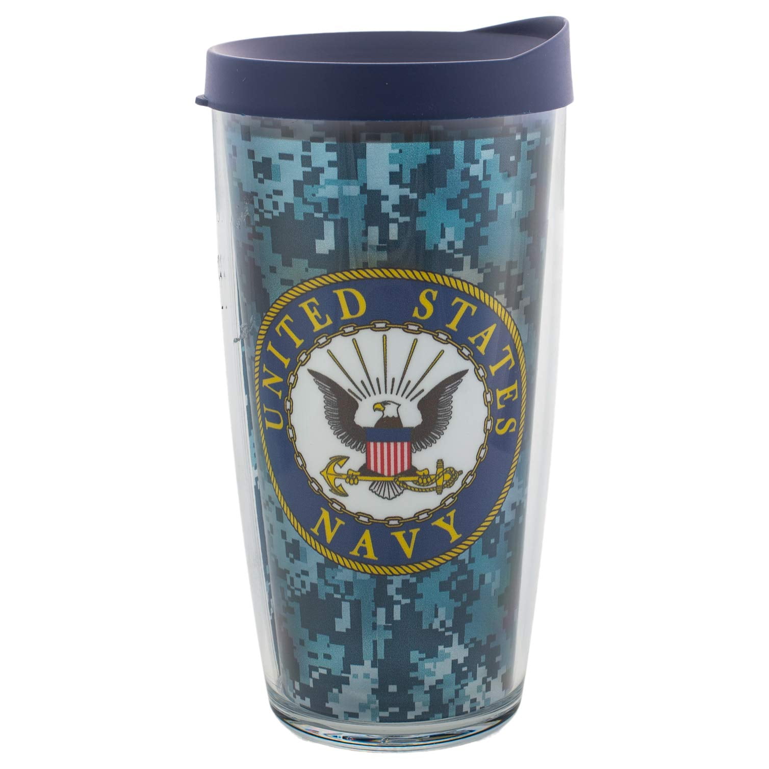 Signature Tumblers US Navy Wrap on Blue Camouflage 16 Ounce Double ...