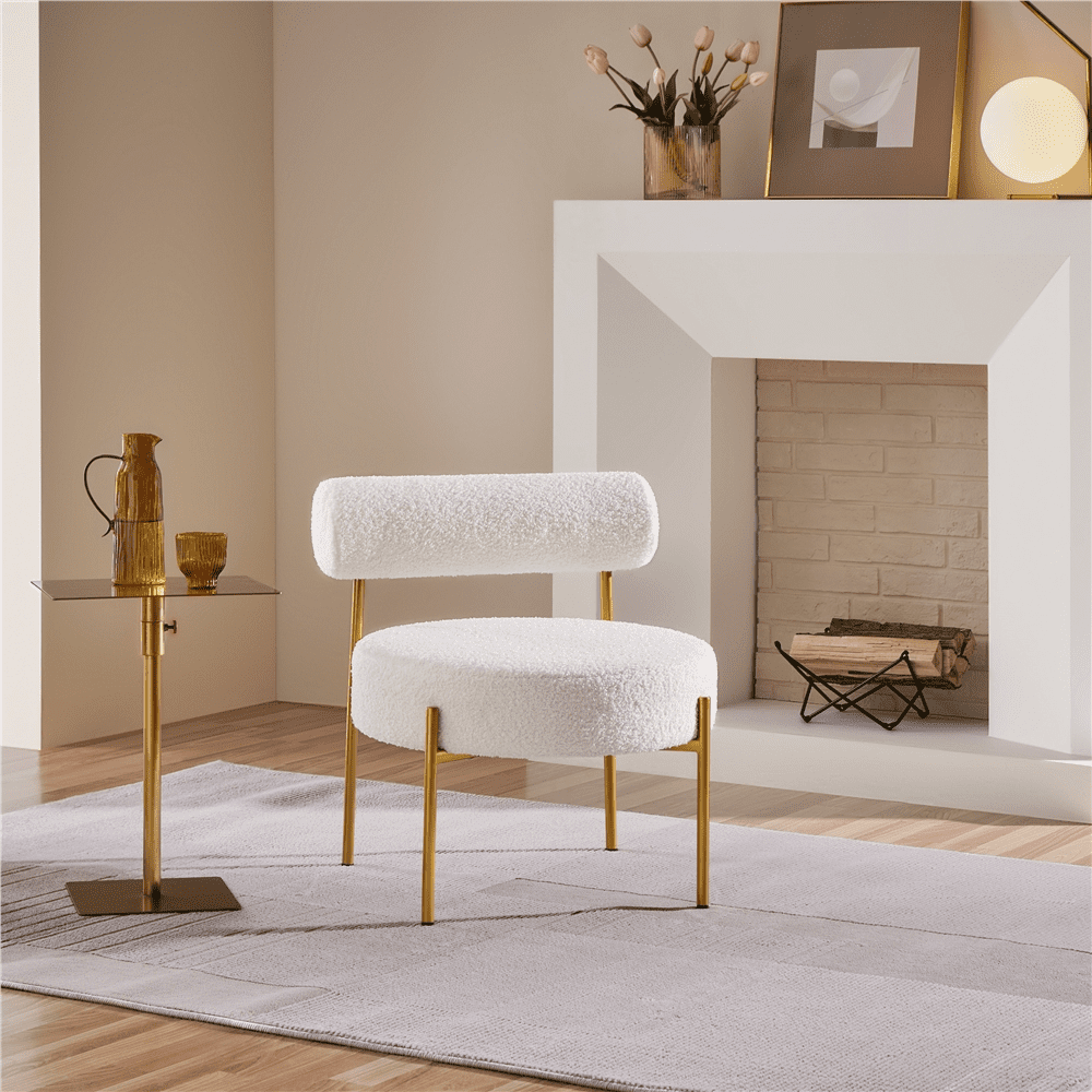 Renwick Boucle Accent Chair for Living Room, White