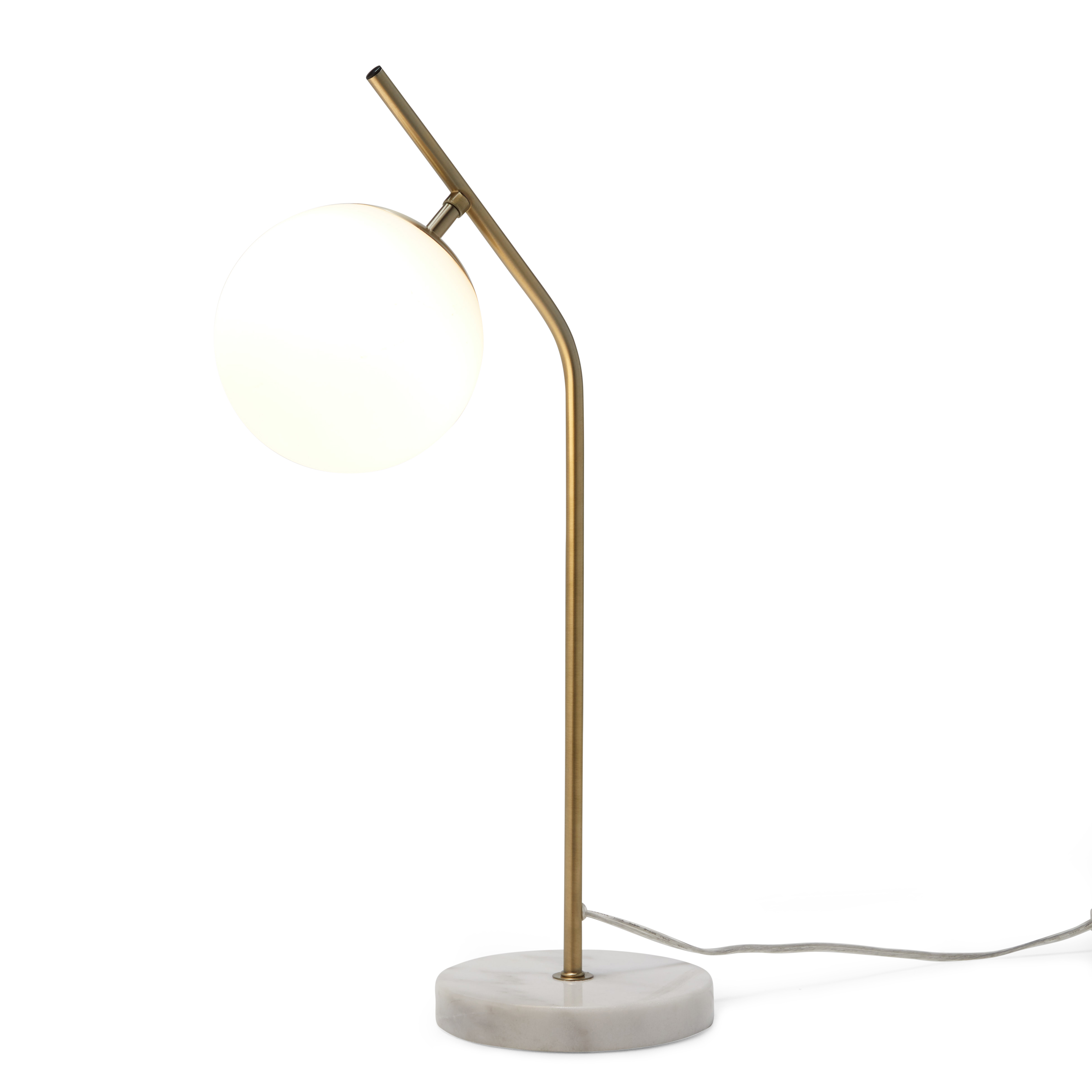 MoDRN Glam White and Antique Brass Marble Desk Lamp, LED Bulb Included - image 3 of 5