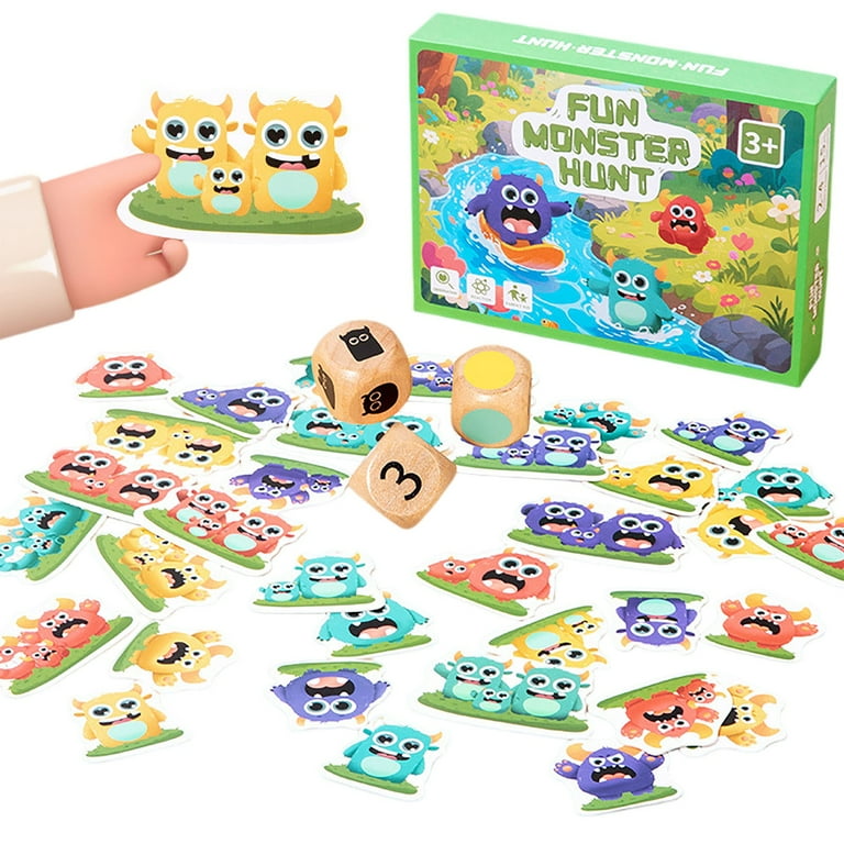 monsters,inc③　DWE教材フルセット★ Fun Monster Hunt Wooden Board Game Set, Interactive Competitive