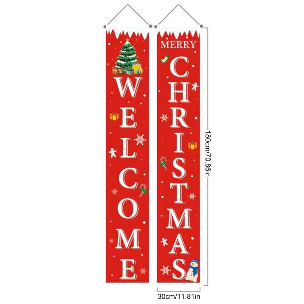 Christmas Porch Logo Couplet, Smiling Santa Claus And Naughty ...