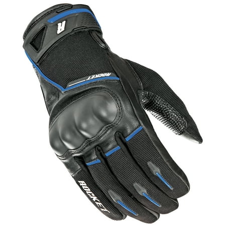 Joe Rocket Super Moto Mens Black/Blue Leather Gloves