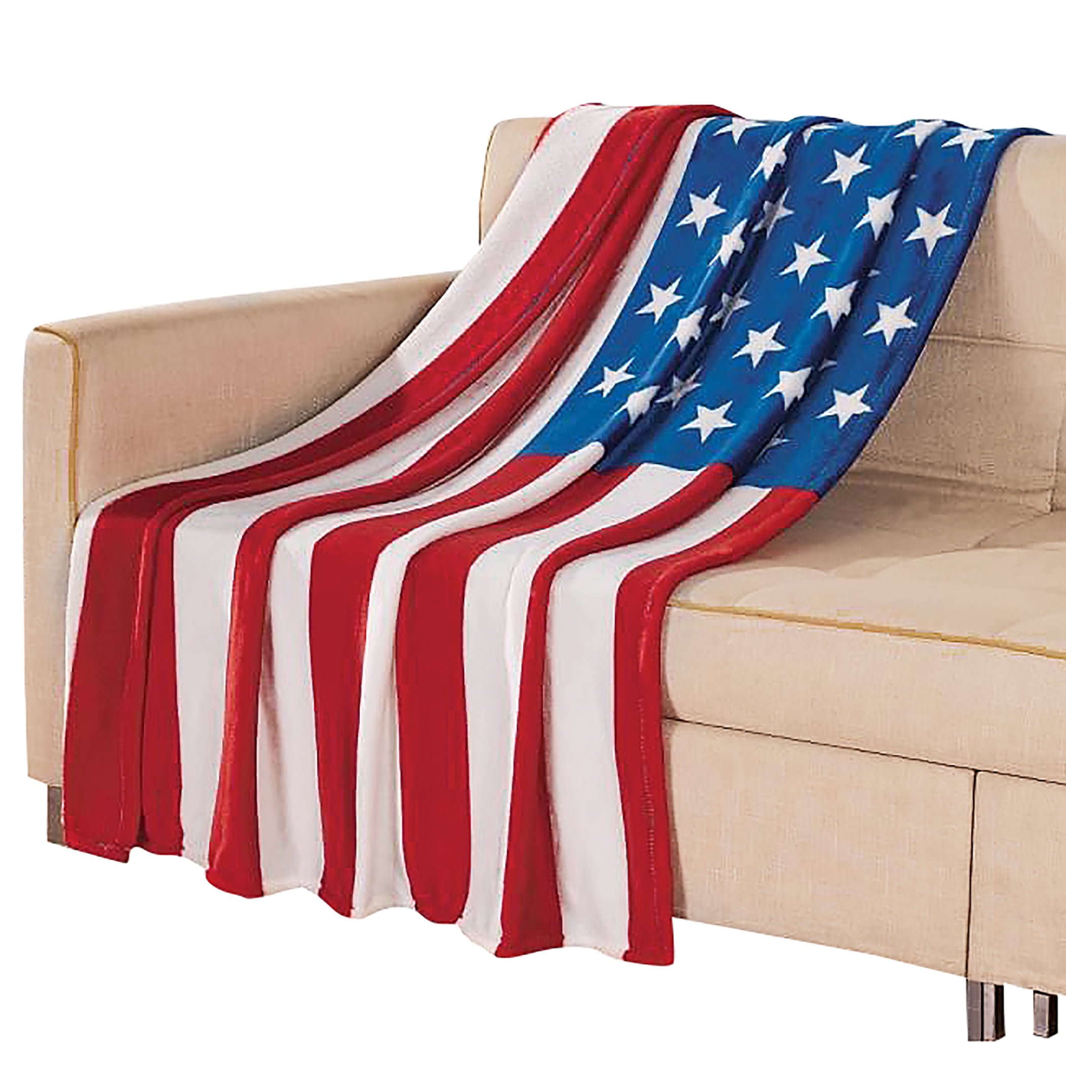 AMERICAN COUNTRY RED WHITE BLUE STAR PATRIOTIC FLAG SHERPA 50x60 QUILT THROW 