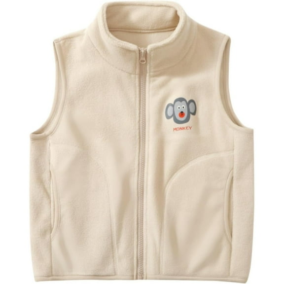 Boys Girls Fleece Vest Jacket Ligntweight Plain Full Zipper Sleeveless Collar Vest for Toddler Little Kids Big Kids Outerwear