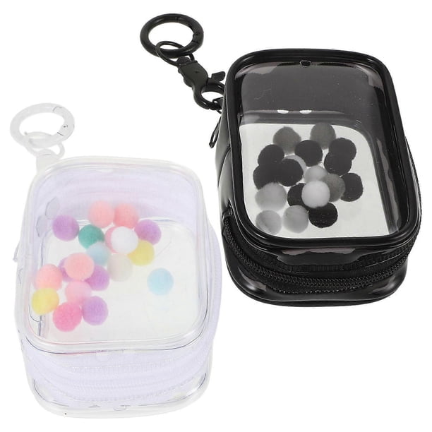 Clear Zipper Doll Pouch with Keychain Mini Figurine Display Bag for Collectibles, Transparent Storage Case for Dolls & Figures, Stylish Handbag for
