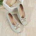 thumbnail image 4 of HTHLVMD Slip On Flat Shoes, Party Flat Shoes, Retro Bow Flats, Office Shoes, Women's Round Toe Ballet Shoes Flats Comfortable Ballerina Shoes Slip On Work Flats for Walking, Driving, Dressy, White 6, 4 of 5