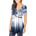 thumbnail image 4 of Hauts d'Été pour Femmes 2024 à Moins de 10$! Mode Oversize Décontractée Col en V Cache Ventre Manches Courtes T-Shirts Blouses Cadeau pour Femmes en Solde, 4 of 6