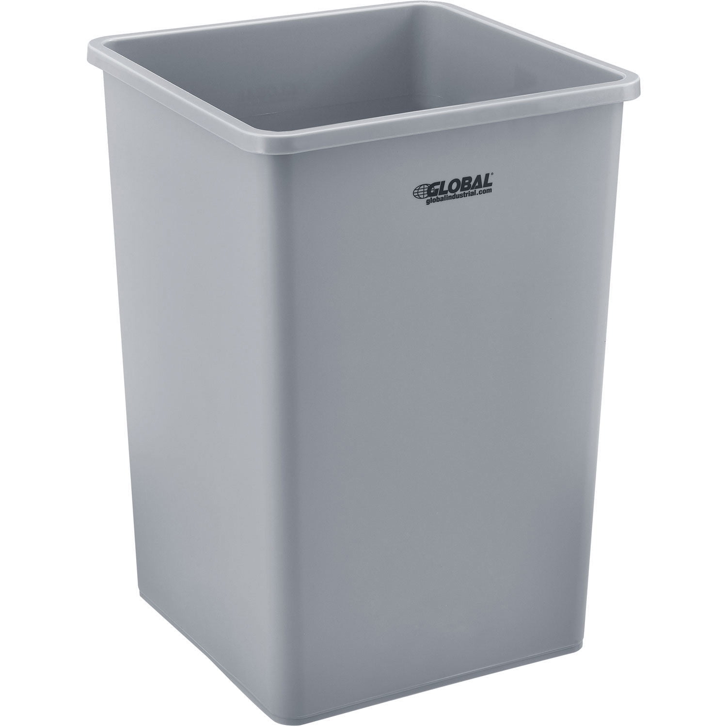 Global Industrial Square Plastic Trash Can 35 Gallon Gray