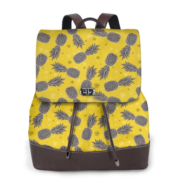 Easygdp Summer Pineapple Mochila de Cuero para Mujeres, Bolso de Hombro, Bolsos de Mano de Moda para Trabajo y Viajes