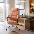 thumbnail image 5 of Vyrox Ergonomic Executive Office Chair with Massage Lumbar Support & Footrest, Reclining High-Back PU Leather Desk Chair, Brown, 5 of 7