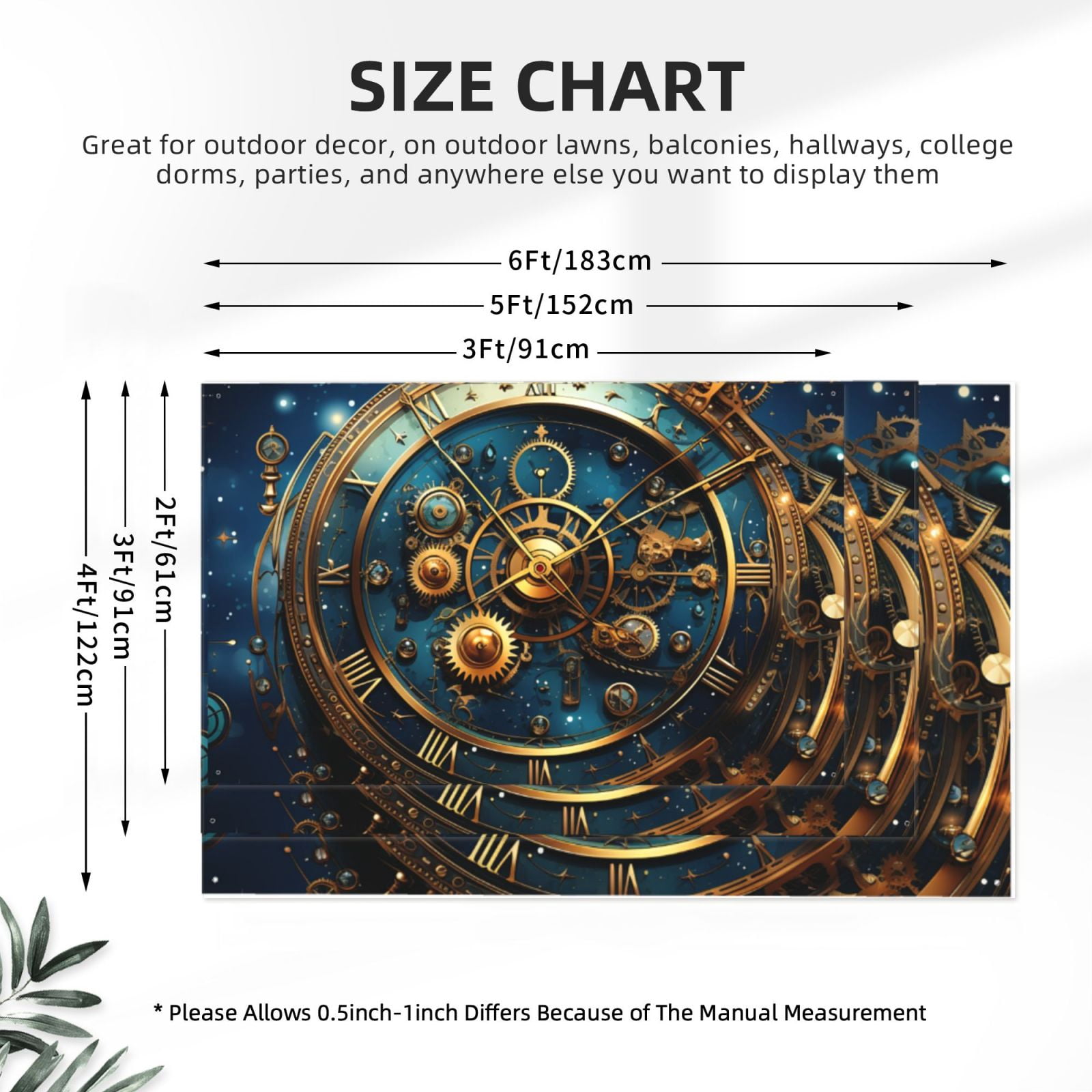 Steampunk Clockwork Wheels Starry Four Hole Decorated Banner Flag for Garden Yard Home Decoration Indoor Outdoor 4x6 Ft