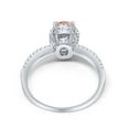 thumbnail image 3 of Halo Oval Fashion Ring Morganite CZ Accent 925 Sterling Silver Size 11, 3 of 6