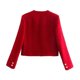 thumbnail image 4 of HH TRAF 2024 Chaquetas estilo streetwear para mujer, color rojo, cuello redondo, mangas largas, bolsillos, decoración, cruzados, abrigos de otoño para mujer a la moda, 4 of 5