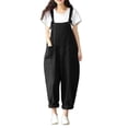 thumbnail image 6 of Plus Size Women's Literary Cotton Linen Overalls Casual Long Pants, Jumpsuit, 6 of 6