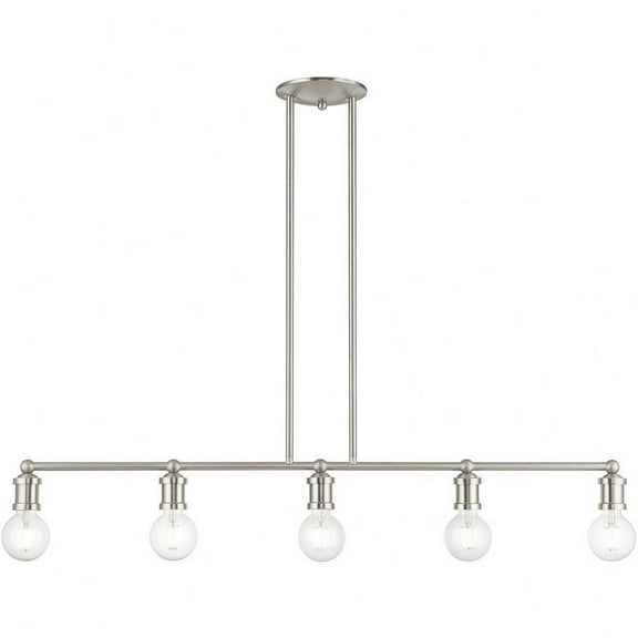 5 Light Large Linear Chandelier in Transitional Style-10.75 inches Tall and 6 inches Wide-Brushed Nickel Finish Bailey Street Home 218-Bel-4829247