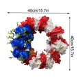 thumbnail image 3 of Corona de Bandera Patriótica Rojo, Blanco, Azul Guirnalda Decorativa | Día de la Independencia 4 de julio Día de los Veteranos | Puerta de entrada ligera elegante decoración floral de imitación 1, 3 of 7