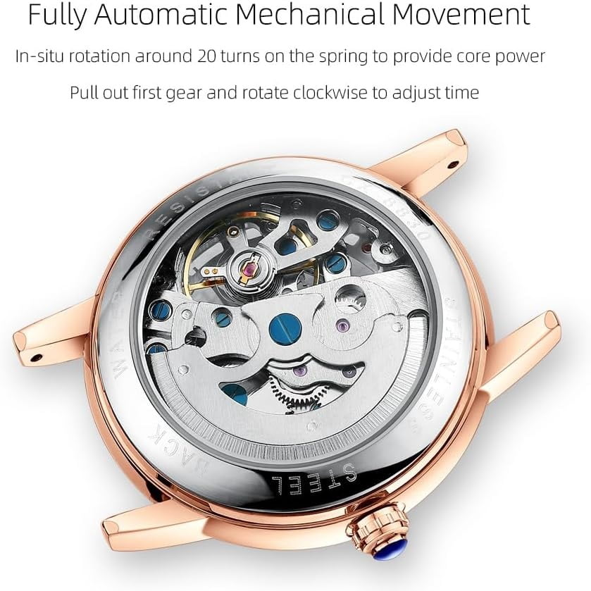 Women's Sapphire Watches Automatic Mechanical Gold Bracelet Ladies Skeleton Wrist Watch