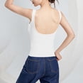 thumbnail image 4 of Women's Tanks Women'S Solid Color Vest With Chest Cushion Top Bra Slim Fit Underwear U Neck Backless Base Shirt Threaded Black Inner Vest,White Women's Tanks & Camis M, 4 of 7