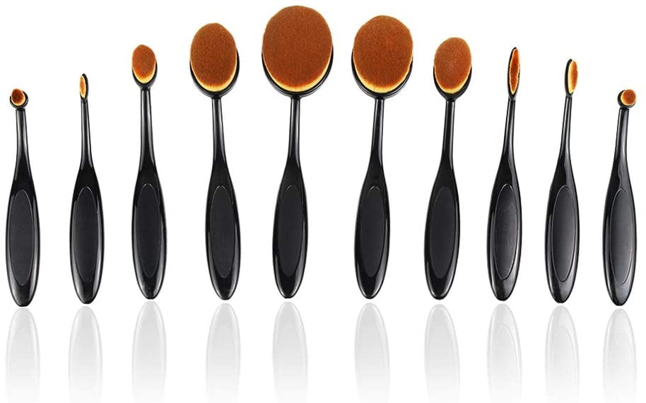 Makeup Brushes Set 10pcs Soft Oval Toothbrush Foundation Contour Powder Blush Conceler Eyeliner Blending Cosmetic Brushes Tool Set