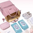 thumbnail image 4 of Sunveno Quilted Diaper Backpack Large Capacity Diaper Bag, Pink, 4 of 10