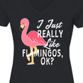 thumbnail image 4 of Inktastic I Just Really Like Flamingos Ok with Pink Flamingo Women's V-Neck T-Shirt, 4 of 5