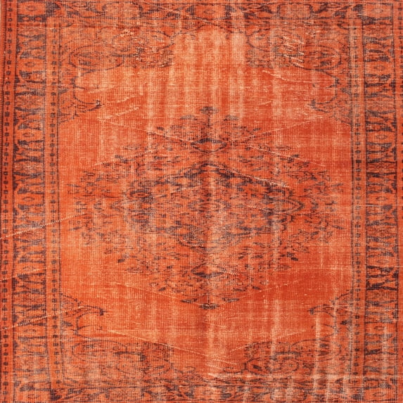 Ahgly Company Machine Washable Indoor Square Contemporary Neon Red Area Rugs, 6' Square