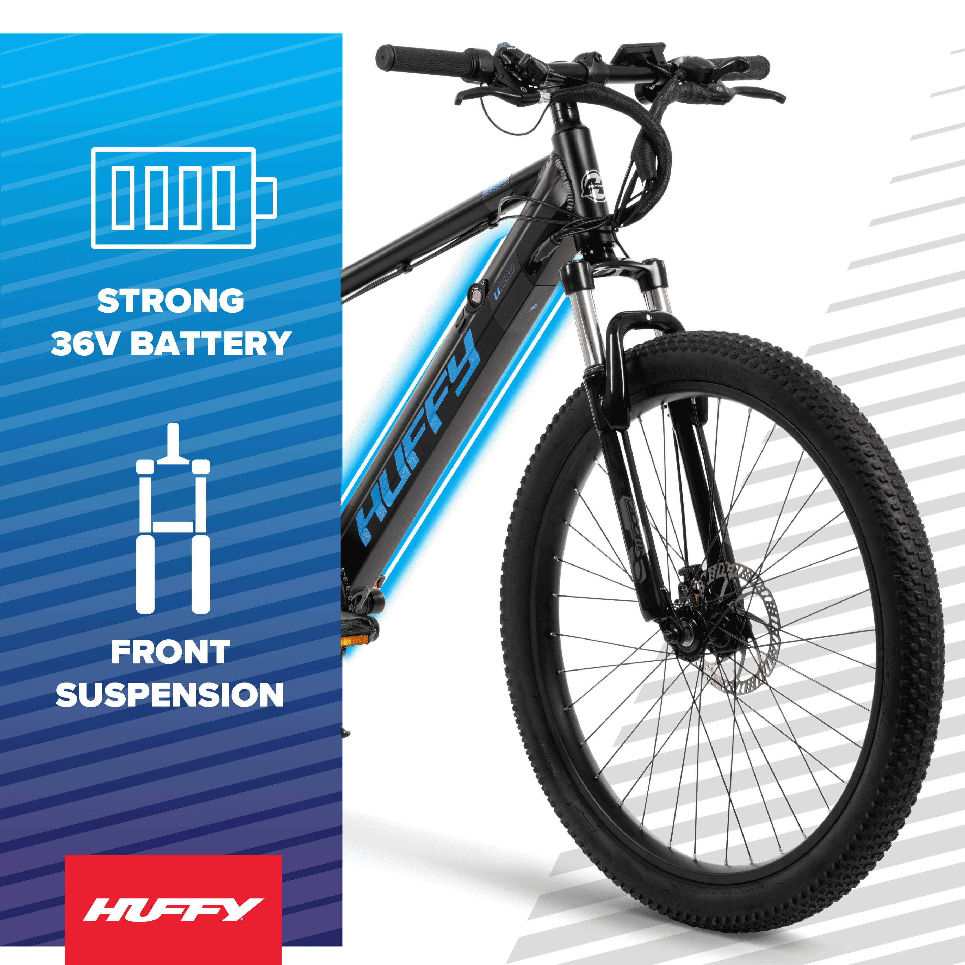 Huffy 27.5” Eventis 36V Electric Bike, Fits Riders 60”+, Black, Adult, Unisex