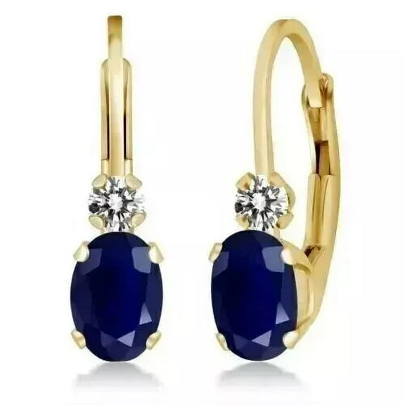 3.20Ct Oval Cut Lab Created Sapphire Drop Dangle Earrings 14k Yellow Gold Plated