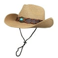 thumbnail image 4 of Sonducket Sombrero de vaquero occidental vintage unisex, sombrero de vaquera negro con banda decorativa, sombreros de vaquero para hombres Sombreros beige M(56-58cm), 4 of 6