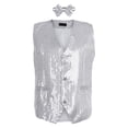 thumbnail image 2 of TheFound Men Stylish Suit Blazer Deep V-neck Solid Color Sequins Slim Vest, 2 of 7