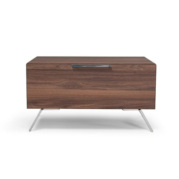 Modrest Brooklyn Modern MDF Wood & Stainless Steel Nightstand in Walnut