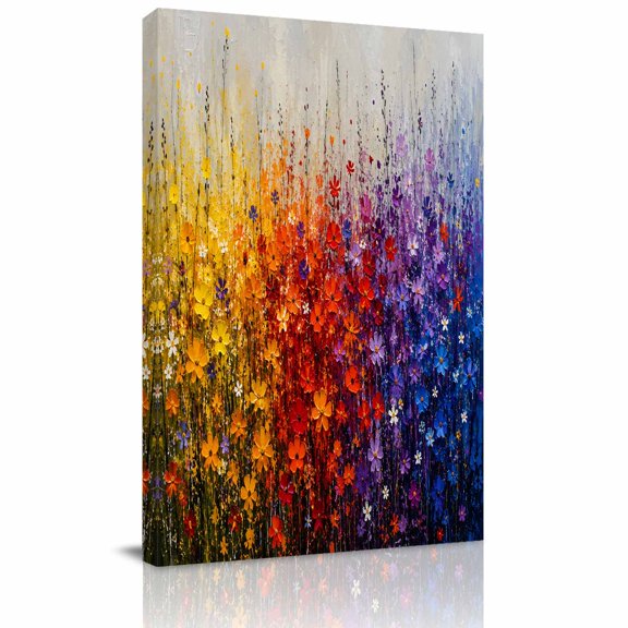 Canvas Wall Art, Country Wildflower Framed Canvas Prints for Bedroom Dining Room, Colorful Daisy Floral Farmhouse Plants Large Gallery Wrapped Wall Decor for Home Office, Gifts, 20"x24" Ship Next Day