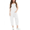 thumbnail image 2 of Kids Sleeveless Solid Color Casual Jumpsuit Spaghetti Strap Girls Romper, 2 of 3