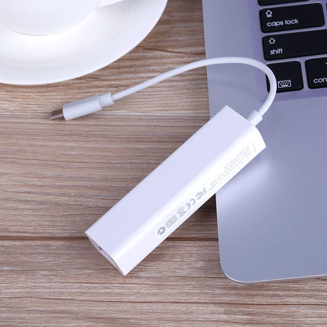RJ45 Network Cable Port to USB 3.1 Type-C Converter Adapter with 3 USB Port