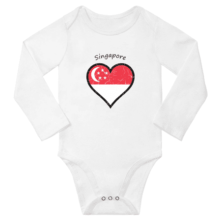 

Singapore Flag Heart Love Baby Long Sleeve Clothing Bodysuits (White 18 Months)