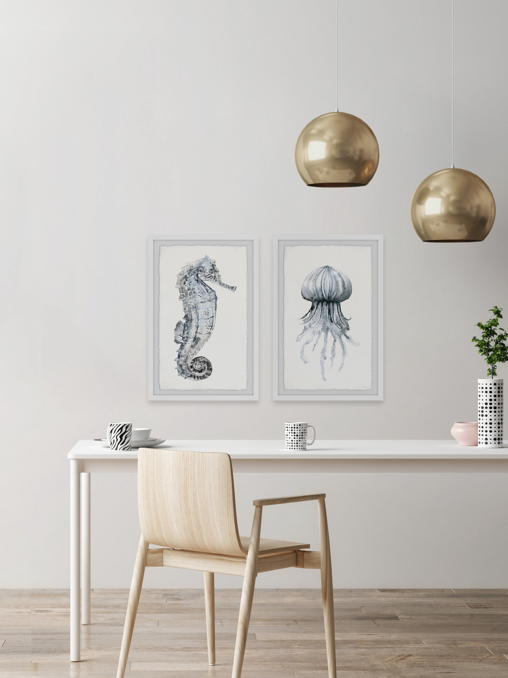 Parvez Taj Seahorse and Jellyfish Diptych
