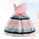 thumbnail image 5 of Vestido de una pieza con un solo hombro y rayas horizontales para niños (rosa, 130 cm), 5 of 7