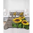 thumbnail image 3 of Quilts Queen Size, Sunflower Wooden Soft Comforter Bedding Set for Bed, Farmhouse Vintage Botanical Floral Lightweight Quilted Bedspread with Pillow Cover(2 Pieces) for All Season, 90x96 Inch, 3 of 6