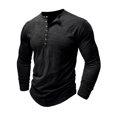 thumbnail image 3 of SUNSIOM Men's Spring Autumn Casual T-shirt Solid Color Long Sleeve Crewneck Button Up Tops, 3 of 5