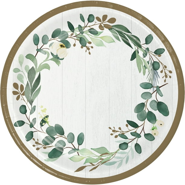 Eucalyptus Round Paper Banquet Plates 24 Count For 24 Guests Walmart Com Walmart Com