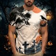 thumbnail image 2 of WOLIAUO Funny Mens Halloween Crewneck T-Shirt Lightweight Breathable Short Sleeve Mens Summer Shirts for Everyday, Shirts for Men Graphic Print Tops 2XL White, 2 of 8