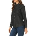 thumbnail image 5 of Allegra K Women's Solid Shirts Long Sleeve Button Down Denim Shirt, 5 of 7